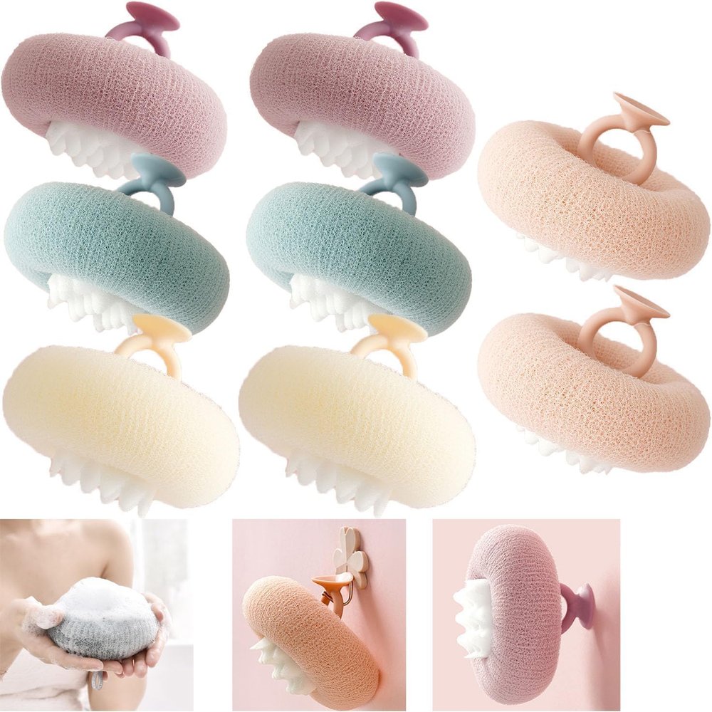 Super Soft Sunflower Suction Cup Bath Ball, 2024 2-in-1 Sunflower Bath Ball, Exfoliating Bath Sponge Cleaning Brush with Suction Cup, Shower Sponges (8Pcs)