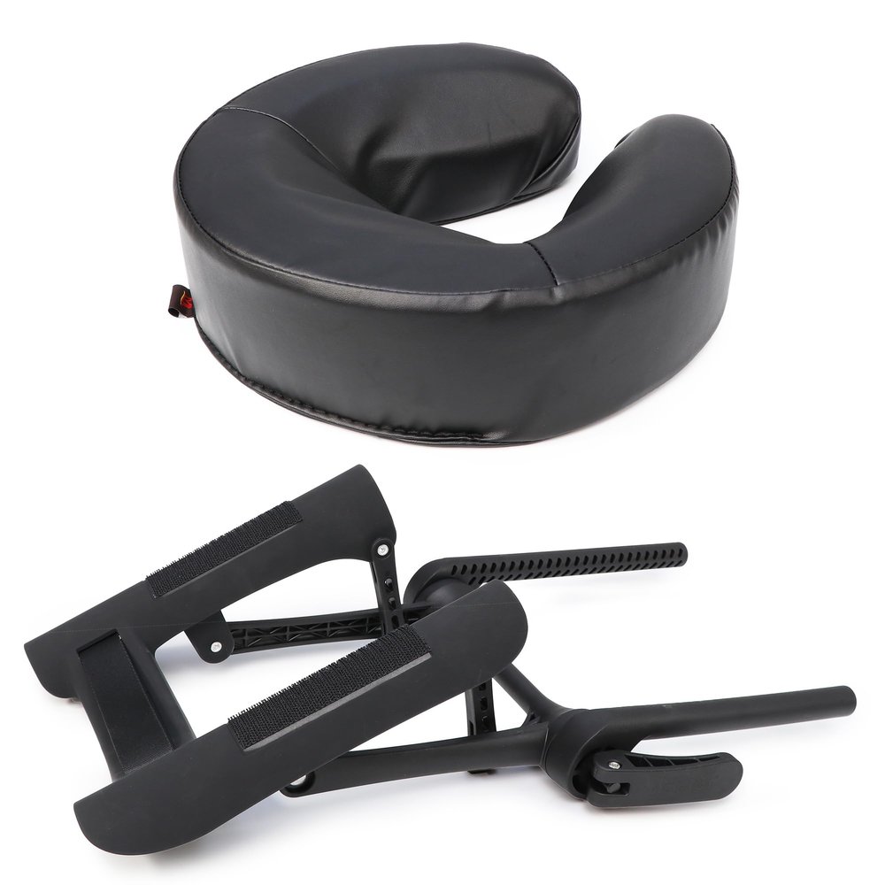 Master Massage Deluxe Adjustable Ergonomic Dream Face Cradle and Universal Face Cushion -Face Pillow Set - Massage Table-Massage Chair Headrest Platform Set (Black)