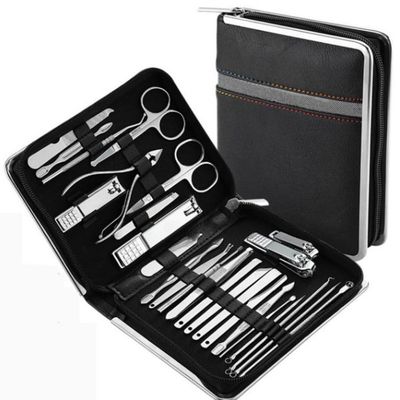 26 Pcs Manicure Set Stainless Steel Nail Clippers Cuticle Nipper Pedicure Care Tool Dead Skin Scissor Cleaning Grooming,Black