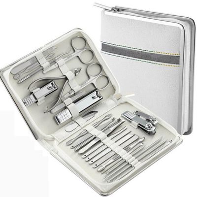 26 Pcs Manicure Set Stainless Steel Nail Clippers Cuticle Nipper Pedicure Care Tool Dead Skin Scissor Cleaning Grooming,White