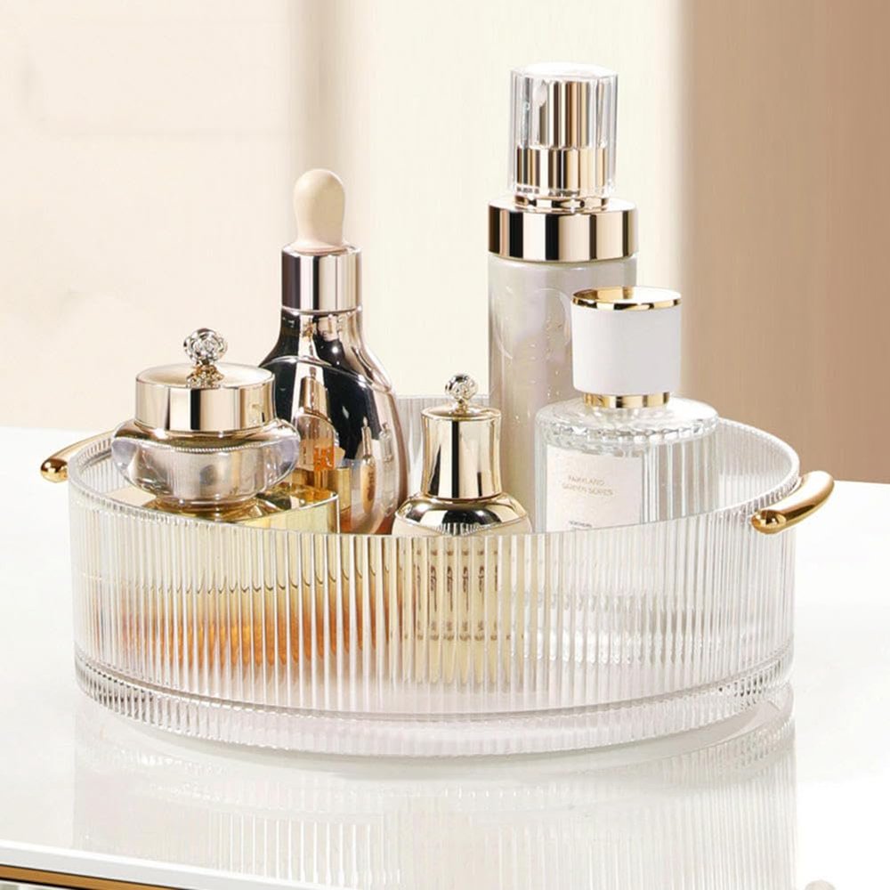 VINGAA 360 Rotating Makeup Organizer, Large Capacity Cosmetic Display Cases, Countertop Rotating Perfume Organizer, Round Skincare Storage Organizer, Suitable for Bathroom, Kitchen, Dresser