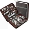 26 Pcs Manicure Set Stainless Steel Nail Clippers Cuticle Nipper Pedicure Care Tool Dead Skin Scissor Cleaning Grooming,Coffee view 1