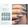 CEWEWP Silvery Glitter Press on Nails Medium Almond Shape Acrylic Fake Nails with Salon UV Finish Sparkling Gel Nails Press ons Glossy Flash Glue on Nails Medium False Nails with Designs for 24Pcs view 4