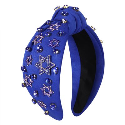 boderier Hanukkah Headband Blue Rhinestone Star of David Headband Crystal Jeweled Knotted Hanukkah Jewish Holiday Hair Accessories (Rhinestone Star of David)