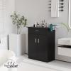 OmySalon Salon Storage Station, Barber Stations Beauty Salon Spa Equipment, Free Standing Cabinet with 1 Drawers, 1 Storage Cabinet, 6 Hair Dryer Holders for Hair Styling, Black view 2