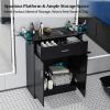 OmySalon Salon Storage Station, Barber Stations Beauty Salon Spa Equipment, Free Standing Cabinet with 1 Drawers, 1 Storage Cabinet, 6 Hair Dryer Holders for Hair Styling, Black view 4