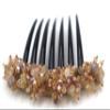 Thai Hair Comb, Hair Comb - 3.5 x 4 Inch, Brown Gold, Bone or Horn, Manual, Adults, Wedding & Evening Occasions, Ornamented along the top of the heading with Stone & Crystal view 1