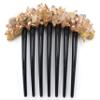 Thai Hair Comb, Hair Comb - 3.5 x 4 Inch, Brown Gold, Bone or Horn, Manual, Adults, Wedding & Evening Occasions, Ornamented along the top of the heading with Stone & Crystal view 2