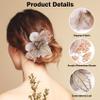 HLTOO 2 Pack Flower Hair Scrunchies, Leaf Elastic Hair Ties, Acrylic Rhinestone Hair Band, Ponytail Holders, Hair Accessories, for Women and Girls, Black and Champagne view 3