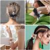 HLTOO 2 Pack Flower Hair Scrunchies, Leaf Elastic Hair Ties, Acrylic Rhinestone Hair Band, Ponytail Holders, Hair Accessories, for Women and Girls, Black and Champagne view 4