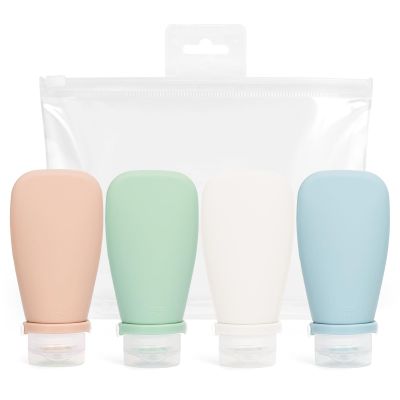 Travel Bottles for Toiletries, TSA Approved 3oz Dual Leak Proof Travel Bottles, BPA Free Portable Silicone Refillable Liquid Travel Size Containers, Travel Accessories with Clear Toiletry Bag ( Color