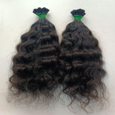 100% Unprocessed Virgin Curly Human Hair Keratin I-Tip V-Tip U-Tip Flat Tip 100g 100 Strands - Natural Black (12 Inches)