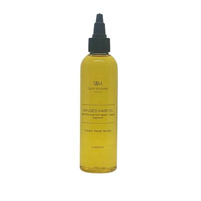 Hair Oil Infused With Olive Leaf|Lightweight Oils-Grapessed & Jojoba Oils Soothes Dry Scalp & Dandruff, 4 Oz.