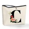 Personalized Initial Makeup Bag for Women, Letter C Cosmetic Bags Toiletry Pouch A-Z Letters Make up Bag Monogrammed Toiletry Bags, Birthday Gifts for Women Mom (C) view 1