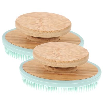 Angoily 2pcs Silicone Shower Brush Long Teeth Body Exfoliating Bath Massage Tool Comfortable Ergonomic Design Flexible Soft for All Skin Types Easy to Clean and Use