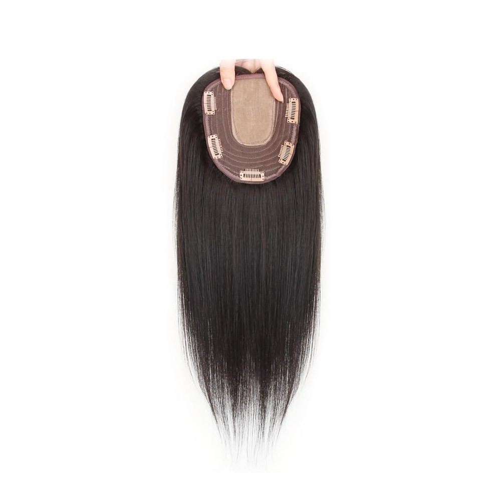 13x15 Inner Machine Made,Straight Clip in Hair for Thinning Hair Human Hair for Woman,50cm/20 inch One Piece Five Clips for Hair Loss Hair Toppers (Dark brown)