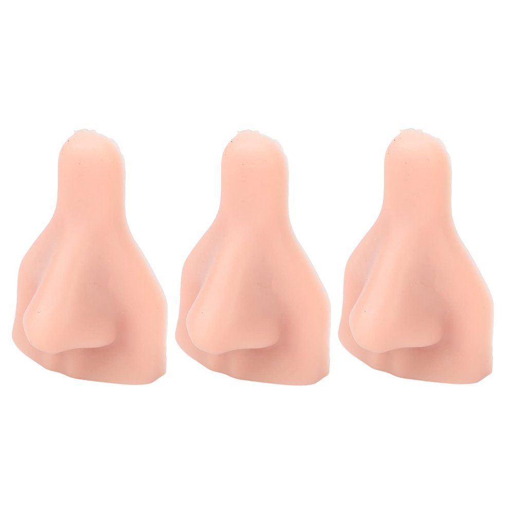 Silicone Nose Model, 3pcs Soft and Flexible Nose Display Mold for Practice (Light Beige)