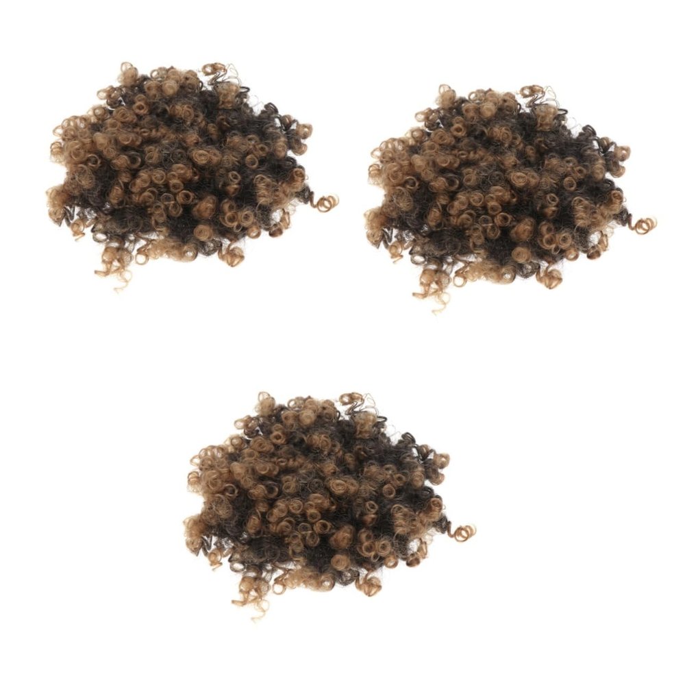 Amosfun 3pcs Caterpillar Wig Fake Hair Bun Clip Hairball Head Accessory for Women Lady Girls