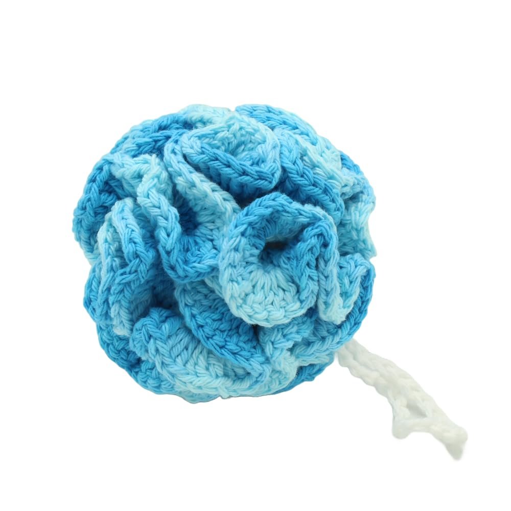 100% Cotton | Body Shower Pouf | Swimming Pool | Blue Ombre with white center