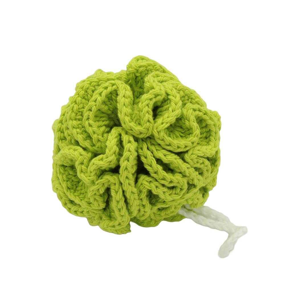 100% Cotton | Body Shower Pouf | Hot Green | Bright Green with white center