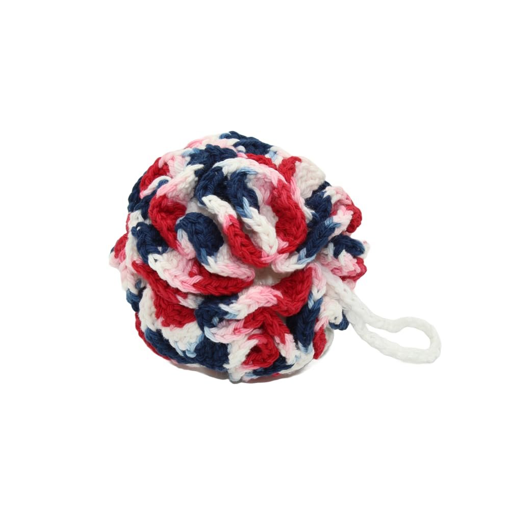 100% Cotton | Body Shower Pouf | Patriotic | Red, White and Blue with white center