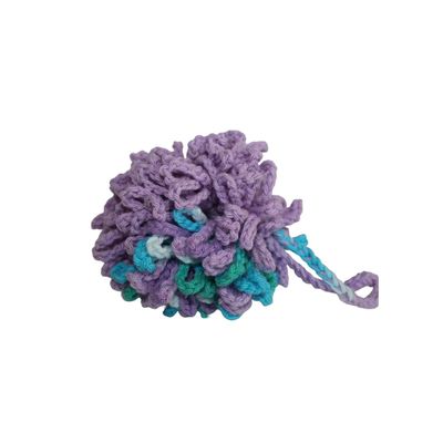 100% Cotton | Body Shower Loopy Pouf | Beach Ball and Lavender | Half Lavender and Half variegate blue, white lavender