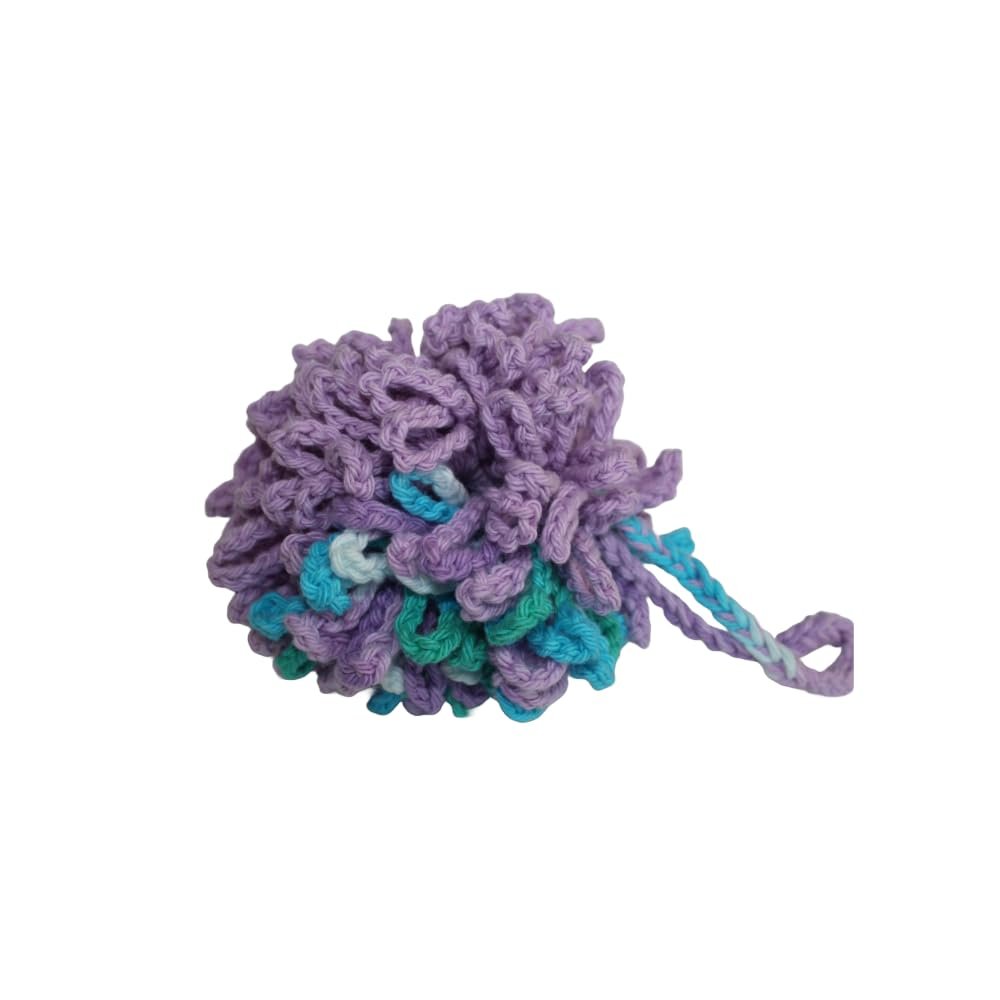 100% Cotton | Body Shower Loopy Pouf | Beach Ball and Lavender | Half Lavender and Half variegate blue, white lavender