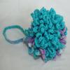 100% Cotton | Body Shower Loopy Pouf | Beach Ball and Blue Mod | Half Blue Modern and Half variegate blue, white lavender view 2