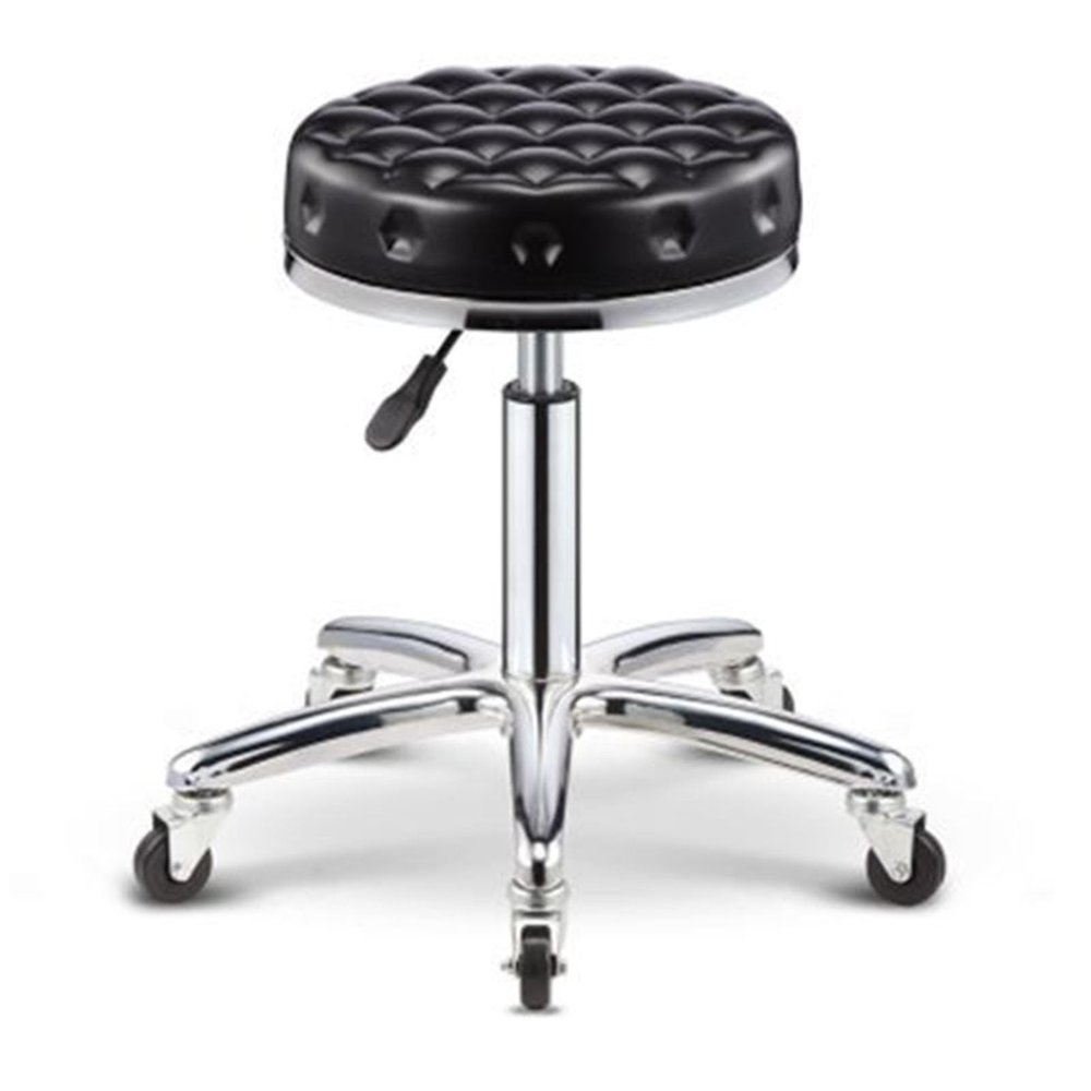 Round Rolling Stool Swivel with Wheels Adjustable Height Seat Multi-Purpose Heavy Duty Wide Seat Drafting Stool Chair for Office Salon Massage Spa Medical Tattoo Beauty (Black)
