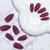 Wine Red Press on Nails Almond Fake Nails Fall Gloss Acrylic Nails Medium with Frosted design Glue on Nails Artificial Nails Full Cover False Nails Reusable Artificial Nails for Women Girls 24Pcs view 3