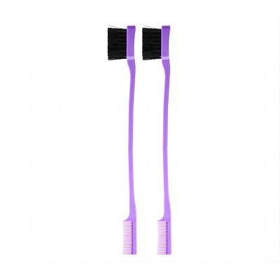 2 double headed eyebrow brushes, makeup and eyebrow trimming tools, eyebrow combs, black soft haired eyebrow combs (purple)