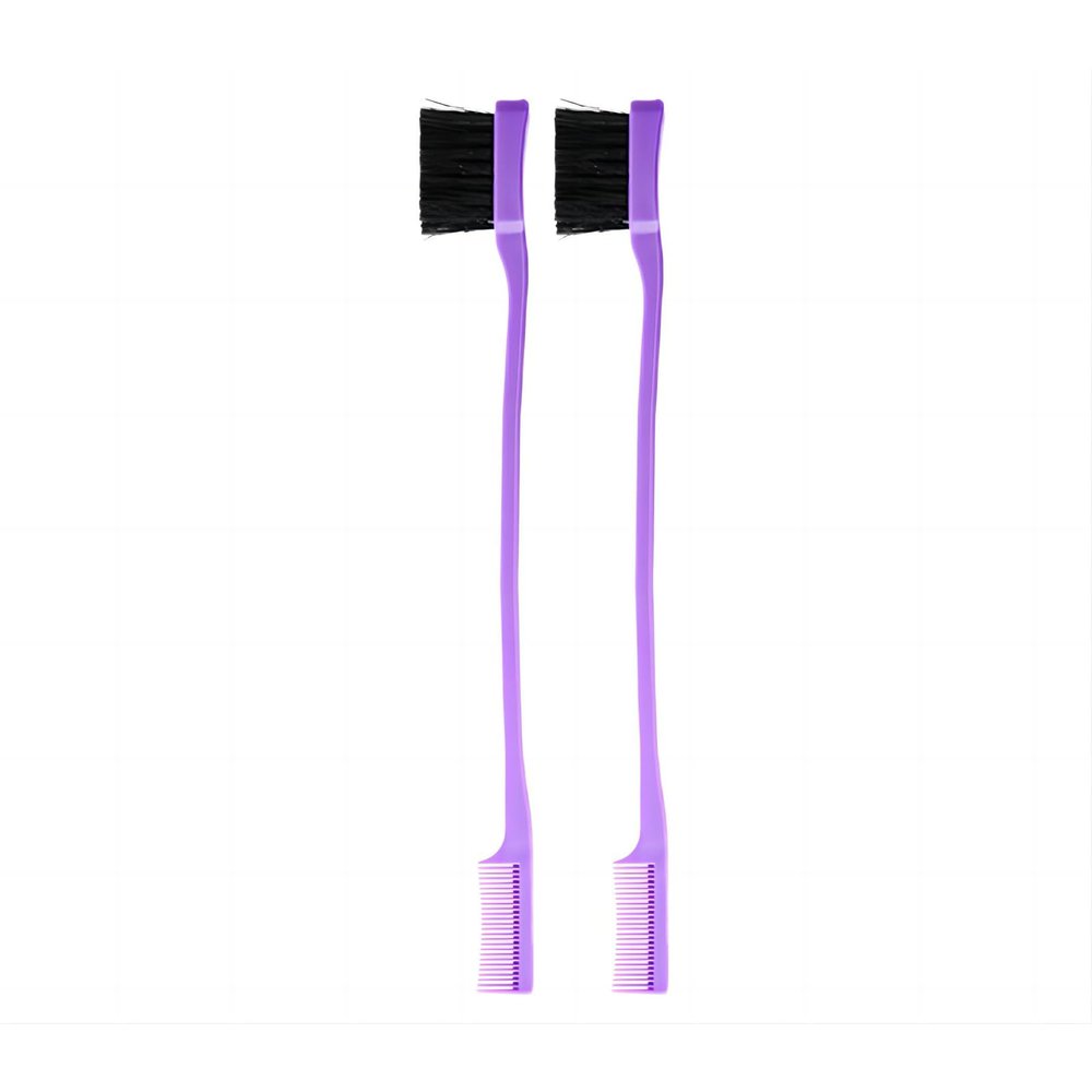 2 double headed eyebrow brushes, makeup and eyebrow trimming tools, eyebrow combs, black soft haired eyebrow combs (purple)