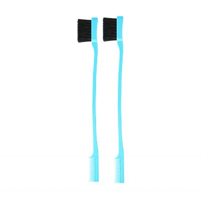 2 double headed eyebrow brushes, makeup and eyebrow trimming tools, eyebrow combs, black soft haired eyebrow combs (Blue)