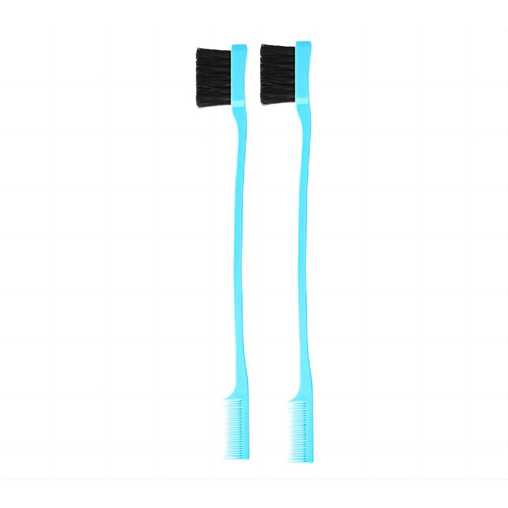 2 double headed eyebrow brushes, makeup and eyebrow trimming tools, eyebrow combs, black soft haired eyebrow combs (Blue)