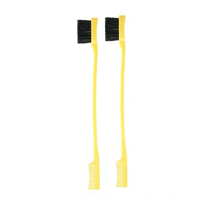 2 double headed eyebrow brushes, makeup and eyebrow trimming tools, eyebrow combs, black soft haired eyebrow combs (yellow)