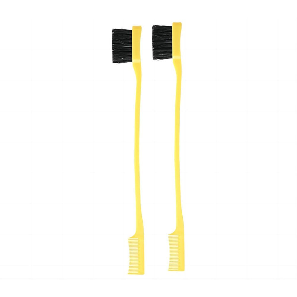 2 double headed eyebrow brushes, makeup and eyebrow trimming tools, eyebrow combs, black soft haired eyebrow combs (yellow)