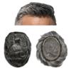 F M FACE MIRACLE NEW YORK Mens Toupee Hair System for Men French Lace Center Mens Hair Replacement System With Poly PU Skin Natural Hairline Toupee for Men7 X9#1B50 Off Black+50% Gray-120% Density view 1
