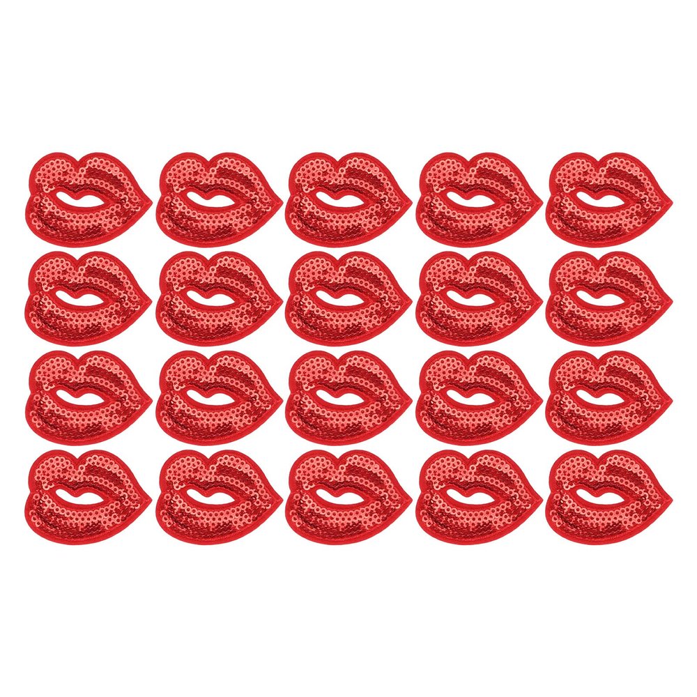 20pcs Lip Shaped Patches - Fashionable and Delicate DIY Self-Adhesive Sew On Patches for Ironing and Decorating Clothes