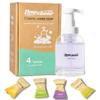 flowcheer Hand Soap Starter Set 1 Refillable CrystalClear Glass Foaming Hand Soap Dispenser + 4 Scented Soap Refill Tablets, 4 x 9 Fl oz,Soap Pump for Bathroom Kitchen Countertop view 1