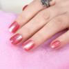 ELEVENAIL Glossy Shiny Peach Red Press On Nails Round Short Nails Salon Women Girls Manicure Glitter Gel Nail Art Tips Fake Nals Reusable Acrylic False Nails Glue On Nails view 3