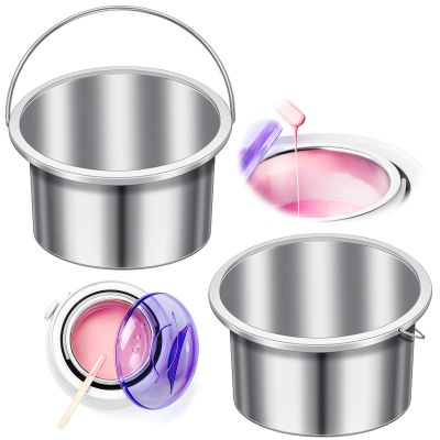 BBTO 2 Pcs Wax Pot Wax Melt Warmer Replacement Inner Pot Liner 14oz Metal Tin 4'' Portable Hair Removal Waxing Bowl Container for 500 ml Hair Removal Machine