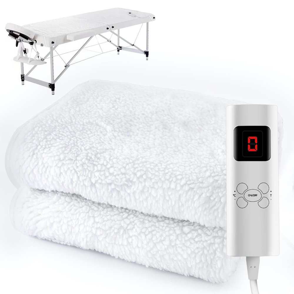 Massage Table Heating Pads Heated Massage Table Warmer 9 Heat Settings Professional SPA Bed Warmer (71" x 30"), Digital Heat Control Pad Electric Heating Pad, w/Overheat Protection White