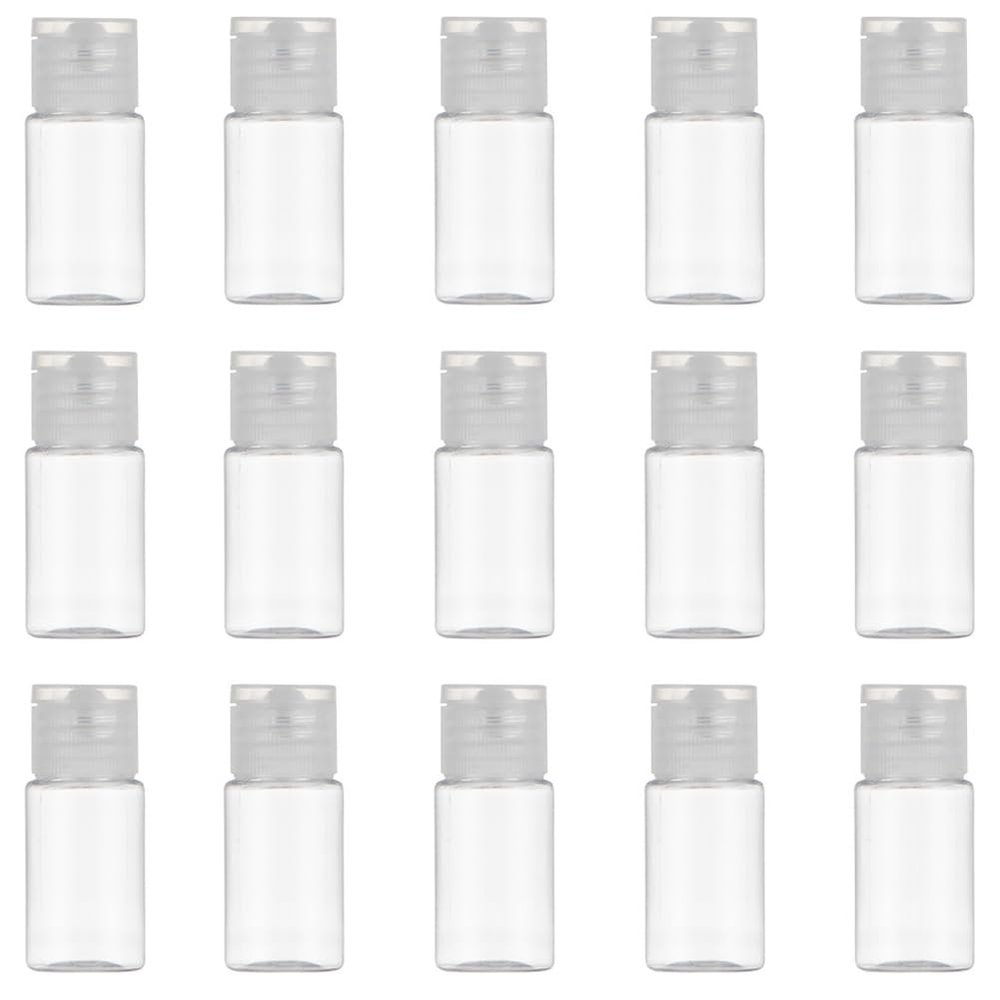 BFLCTTBD 15pcs 10ml Travel Size Empty Plastic Sample Bottle Container Flip Cap Small Liquid Bottles For Airplane Cosmetic Makeup Containers