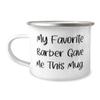 Barber Gifts For Coworkers, My Favorite Barber Gave Me This Mug, Perfect Barber 12oz Camper Mug, From Friends, Barber shop, Haircut, Hairstyle, Razor, Scissors, Comb, Mirror, Clippers, Beard view 1