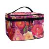 COEQINE Fashion Rose Floral Print Makeup Bag For Women, Portable Large Capacity Makeup Bag With Zipper And Top Handles for Christmas Birthday Party Valentine's Day Gifts for Wife Girlfriend view 1