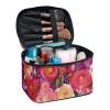 COEQINE Fashion Rose Floral Print Makeup Bag For Women, Portable Large Capacity Makeup Bag With Zipper And Top Handles for Christmas Birthday Party Valentine's Day Gifts for Wife Girlfriend view 2