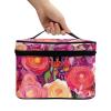 COEQINE Fashion Rose Floral Print Makeup Bag For Women, Portable Large Capacity Makeup Bag With Zipper And Top Handles for Christmas Birthday Party Valentine's Day Gifts for Wife Girlfriend view 3