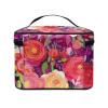 COEQINE Fashion Rose Floral Print Makeup Bag For Women, Portable Large Capacity Makeup Bag With Zipper And Top Handles for Christmas Birthday Party Valentine's Day Gifts for Wife Girlfriend view 4