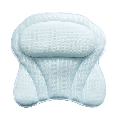 SPA Shower Pillow Bathtub Ergonomics Suitable for Bathtub Neck Head Shoulder Pillow Support Cushion Soft 3D Mesh Strong Grip Suction Cup Blue