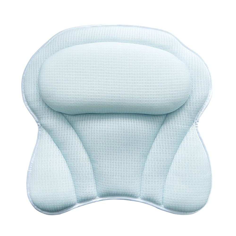 SPA Shower Pillow Bathtub Ergonomics Suitable for Bathtub Neck Head Shoulder Pillow Support Cushion Soft 3D Mesh Strong Grip Suction Cup Blue